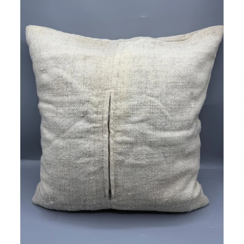 Aztec Tribal Peruvian Crewel Embroidered Throw Pillows Boho Ethnic Set of 2
